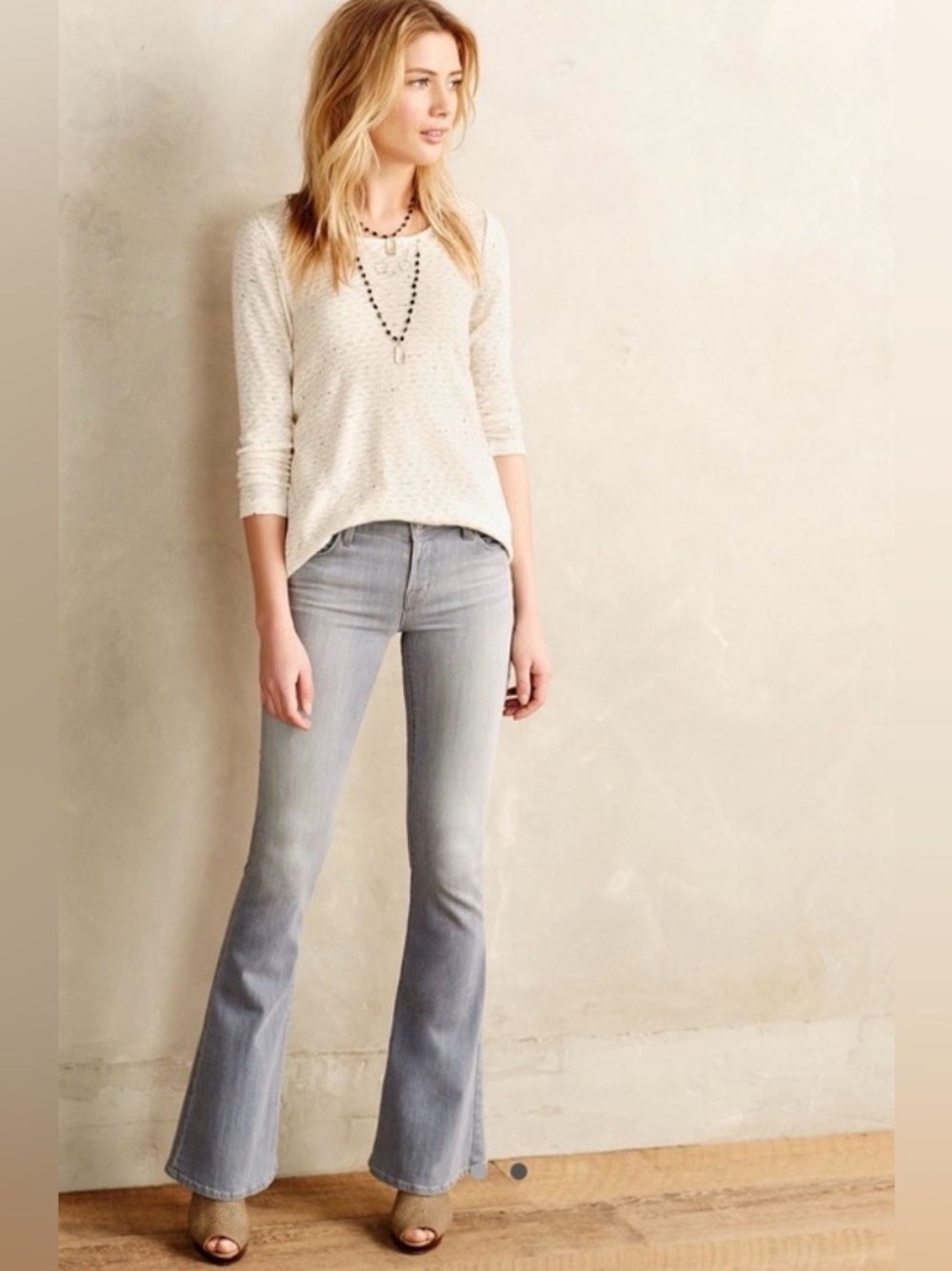 J Brand Light Gray Wash Flare Jeans